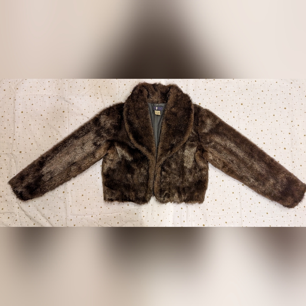 Conversation Starter Black and Brown Faux Fur Jacket Morbid Threads Size Medium